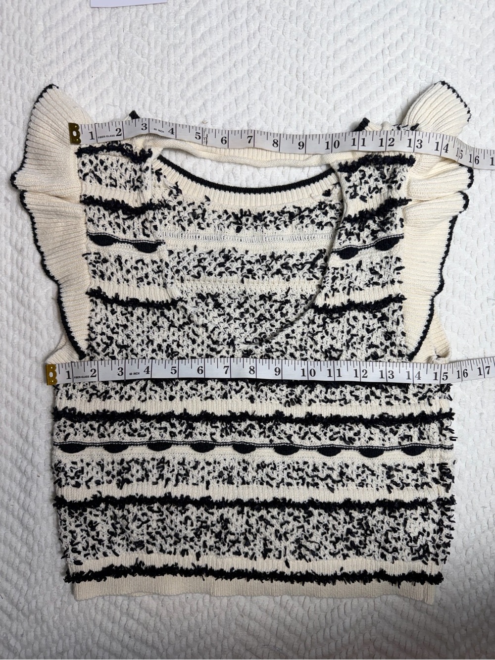 ANTHROPOLOGIE PILCRO RUFFLE SWEATER TANK SIZE S BLACK AND CREAM EXCELLENT CONDIT - Picture 10 of 13